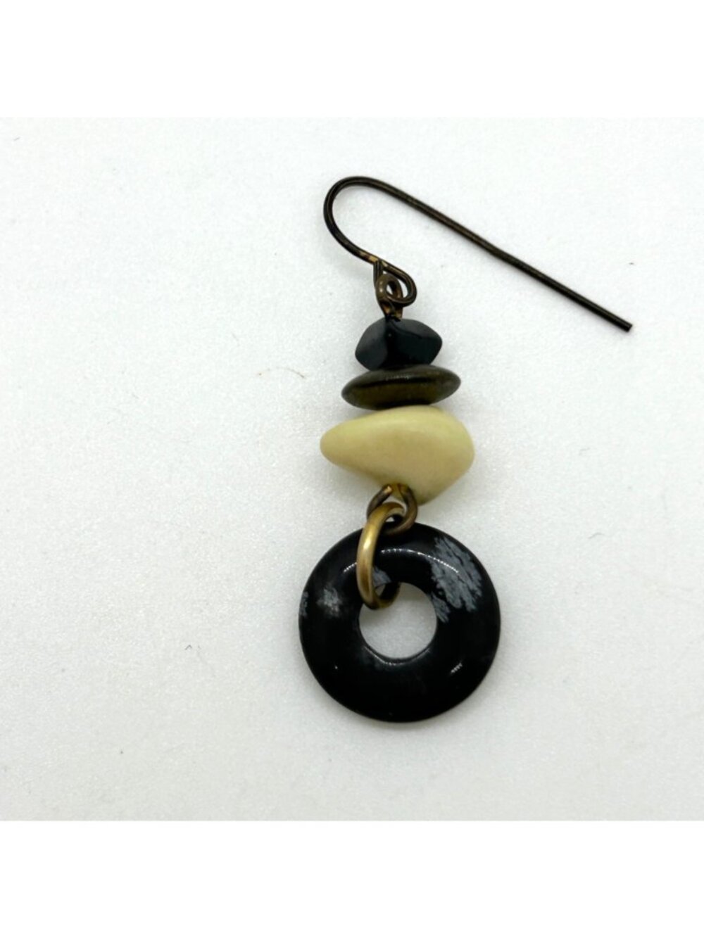 Handcrafted Acrylic Bead and Donut Ring Stacked Bead Dangle Earrings - Picture 9 of 11